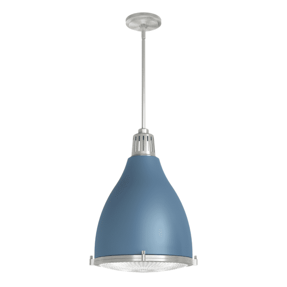 Hunter 14 inch Bluff View Indigo Blue and Brushed Nickel 3 Light Pendant Ceiling Light Fixture