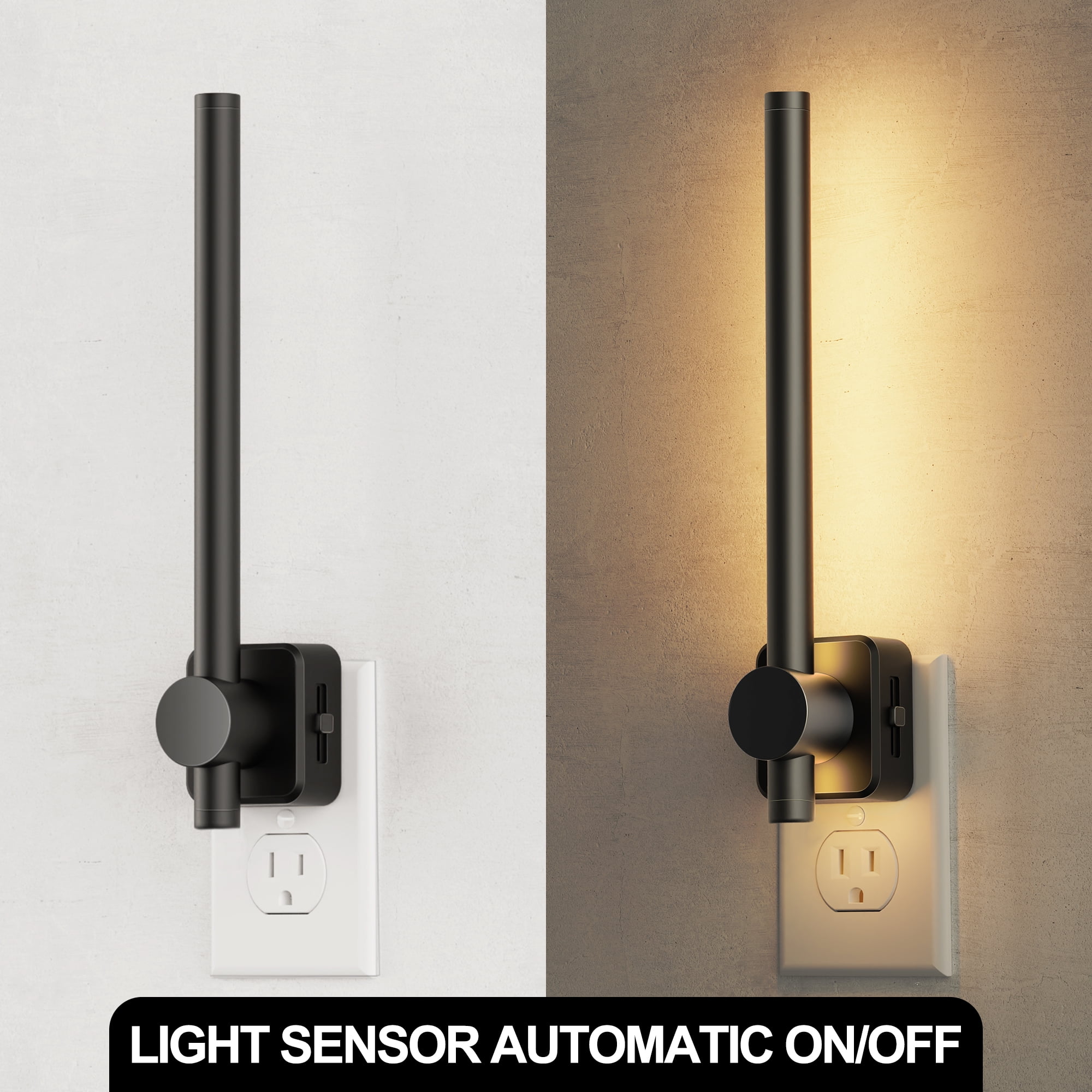 Black Warm White 3000K Long Cylinder High Lumen Night Light