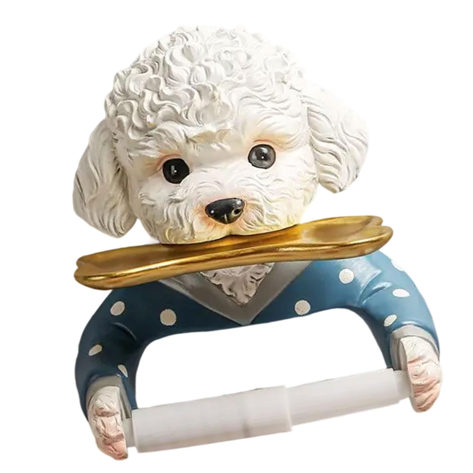 TISHITA Dog Toilet Paper Roll Holder Tissue Dispenser Novelty Multifunctional Cartoon Toilet Tissue Holder for Hotel Washroom Kitchen