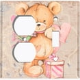 thumbnail image 2 of Metal Light Switch Wall Plate Outlet Cover (Teddy Bear Love Heart Flower Bouquet Balloon Present Tan - Single Duplex Single Toggle), 2 of 2