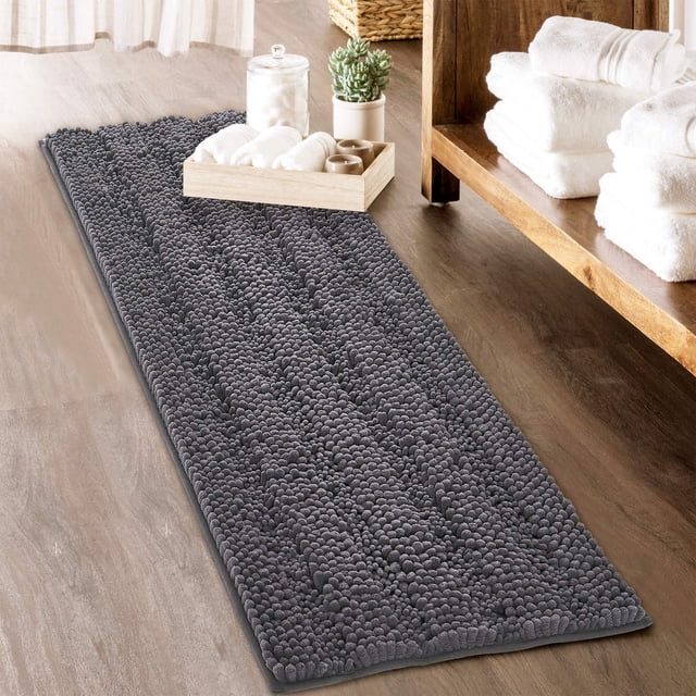 Alfombras de baño KGORGE, suaves y grandes, de chenilla gris