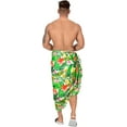 thumbnail image 3 of LA LEELA Men's Standard Beachwear Sarong Pareo Wrap One Size Floral, White Summer Vacation Aloha, 3 of 4