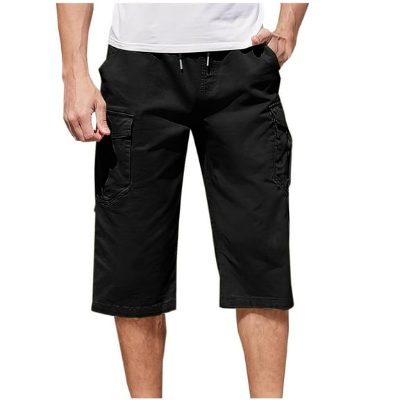 VIPOIN Mens Casual Twill Cargo Shorts Cotton Drawstring Classic Cargo Stretch Short Below Knee with 6 Pockets