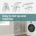 thumbnail image 2 of 2-Level Foldable Clothes Drying Rack with Height-Adjustable Wings, Free-Standing Laundry Rack Clothes Dryer, 33 Drying Rails, and Sock Clips, 2 of 5