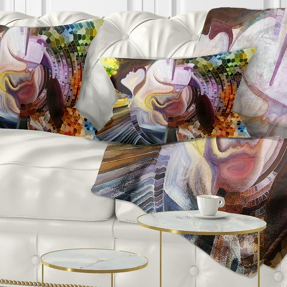 Designart Layers of Inner Paint - Abstract Throw Pillow - 12x20
