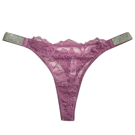 Midwennn Sexy Lace Rhinestone Underwear Sports Fitness High Cut Bikini T Pants Lifting Thong for Women Ruffled Panties Women Pack