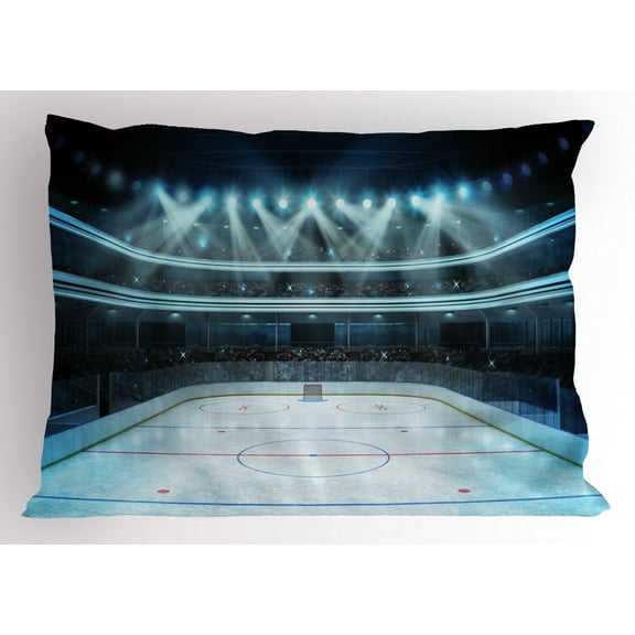 Ambesonne Hockey Pillow Sham, Sport Arena Photo Fans, 26" X 20", Multicolor