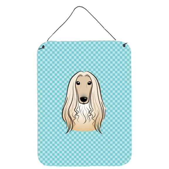 Caroline's Treasures BB1182DS1216 Checkerboard Blue Afghan Hound Wall or Door Hanging Prints, 12x16, multicolor