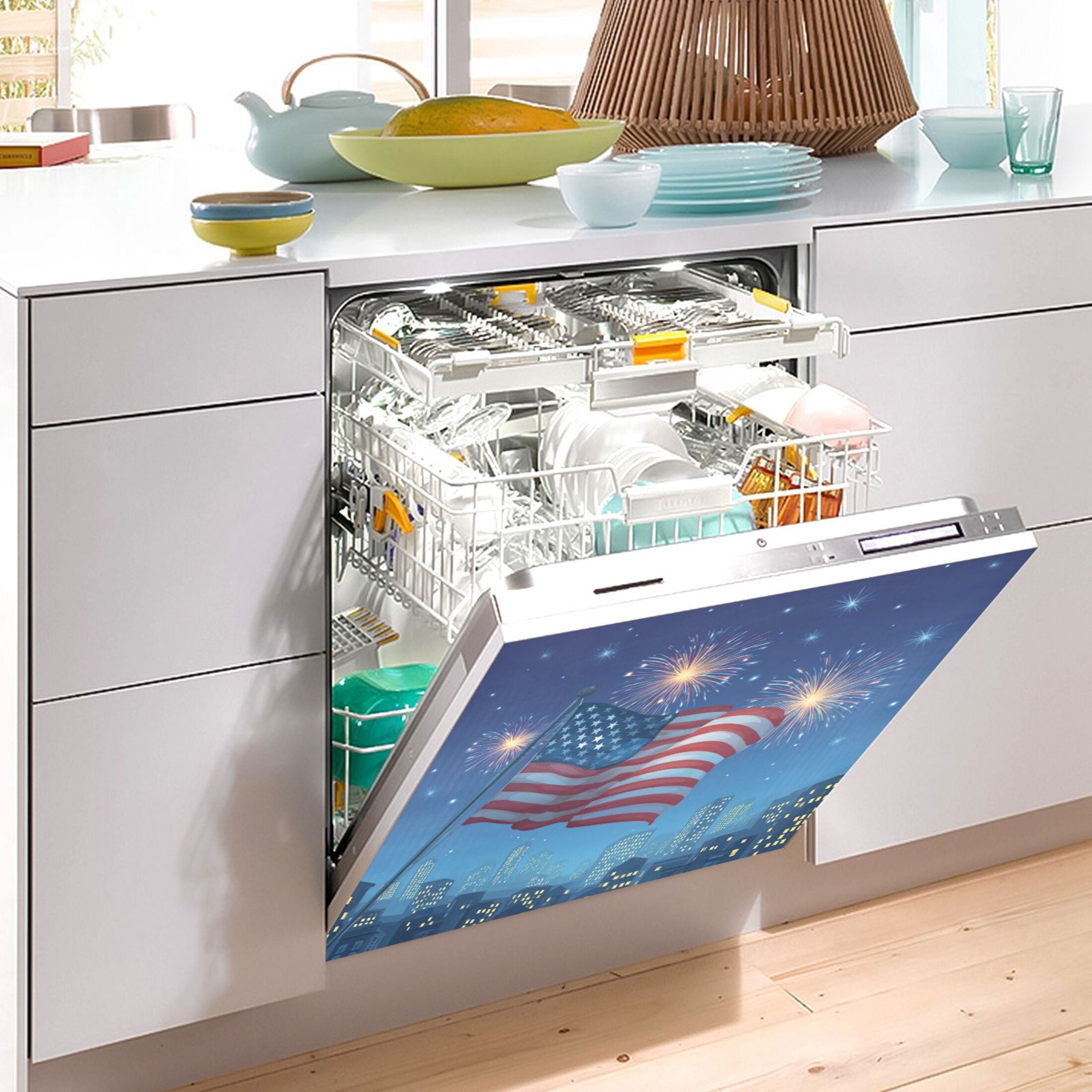 Dishwasher Sticker Magnetic Dishwasher Sticker Magnetic Decorative Sticker Refrigerator Sticker Dishwasher Decorative Stickers American Flag Fireworks