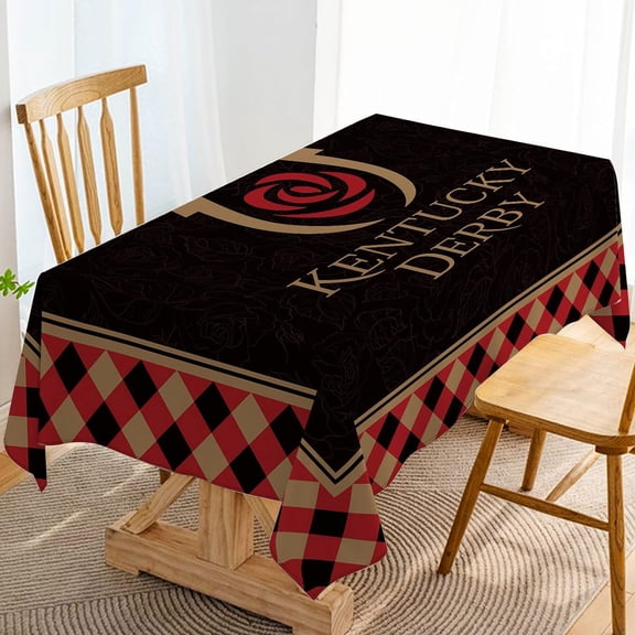 Kentucky Derby Tablecloth Run for The Roses Horse Racing Party Decoration Buffalo Plaid Check Kitchen Dining Room Table Cover-60×84inch