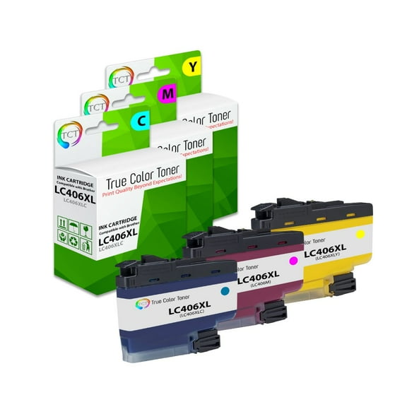 TCT LC406XL Color Ink Cartridge 3 Pack - Premium Compatible Replacement for Brother LC406XLC LC406XLM LC406XLY High Yield