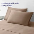 thumbnail image 3 of YNM Bamboo Bed Sheet Set, 500TC Fabric with 2 Pillowcases and Flat Sheet, Deep Pocket Fit 19'', Cooling and Silky-Soft Feel, Sweat Wicking, 4 Piece (King, Bamboo Brown), 3 of 5