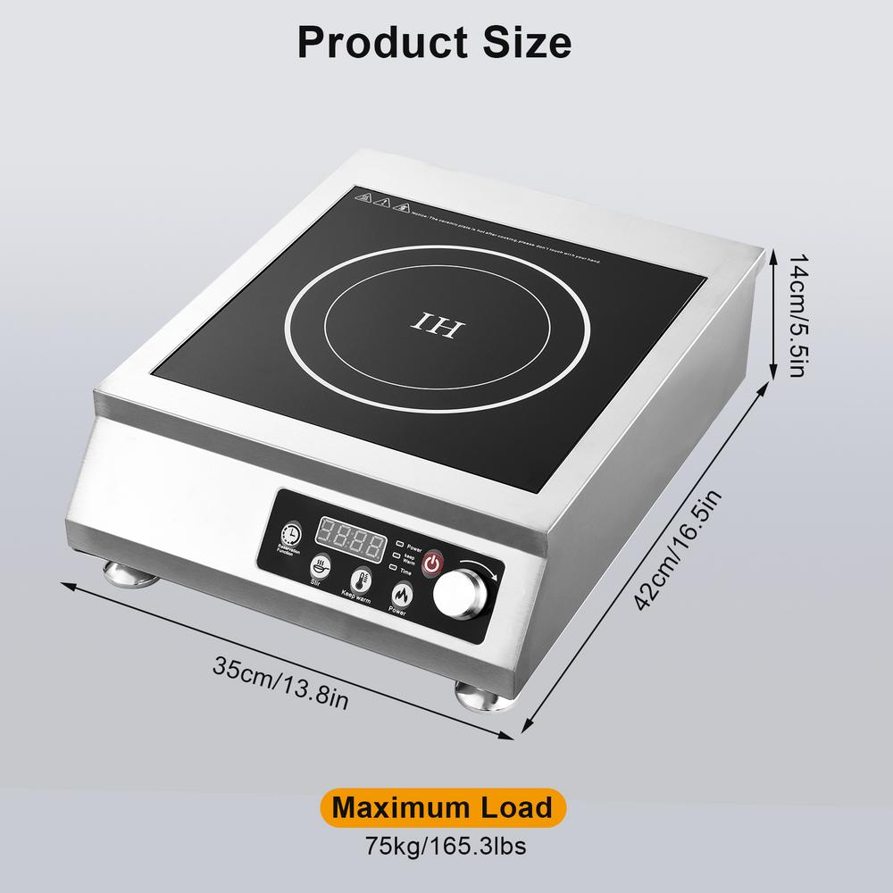 Commercial Induction Cooktop, 3500W Powerful Electric Induction Burner, 8 Power Levels Electric Burners for Cooking, Induction Hob for Chefs, Hotels