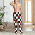 thumbnail image 2 of Logiee Ladybugs Of Black And White Checkers Print Pajama Pants for Men,Men’s Pajama Bottoms,Mens PJ Pants with Pockets & Button Fly-Small, 2 of 6
