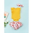 thumbnail image 3 of Xingqing Newborn Baby Girl Robe Volant Côtelée Robe Courte Florale Pants Tenues Été Clothes, 3 of 7
