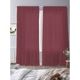thumbnail image 3 of Red Solid Color Sheer Curtains 84 Inch Length 2 Panels Set Window Treatments, Aesthetics Contemporary Luxury Rod Pocket Semi Curtains for Living Room/Bedroom/Kitchen Décor, 104"W x 84"L, 3 of 7