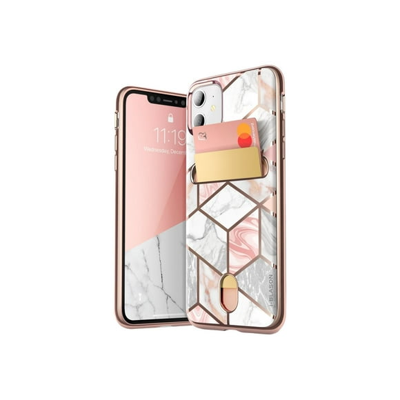 i-Blason Cosmo Wallet Designer - Étui Arrière pour Cellulaire - polycarbonate, Polyuréthane Thermoplastique (TPU) - Rose - 6.1 Pouces - pour Apple iPhone 11