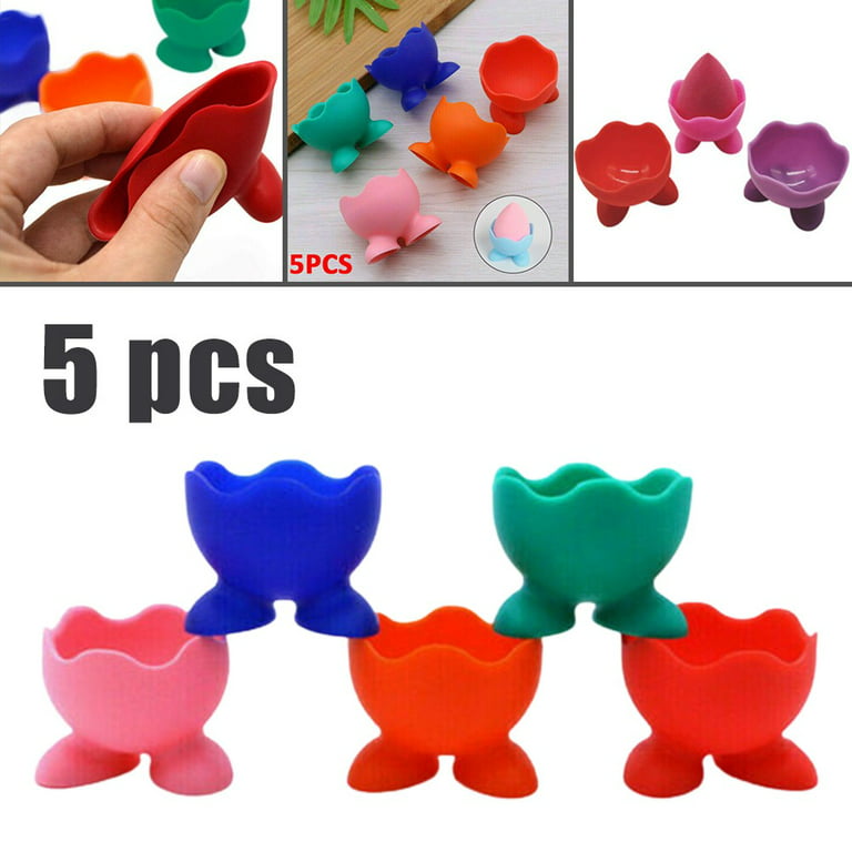 5Pcs Silicone Egg Cup Holders Set Kitchen Breakfast Boiled Eggs