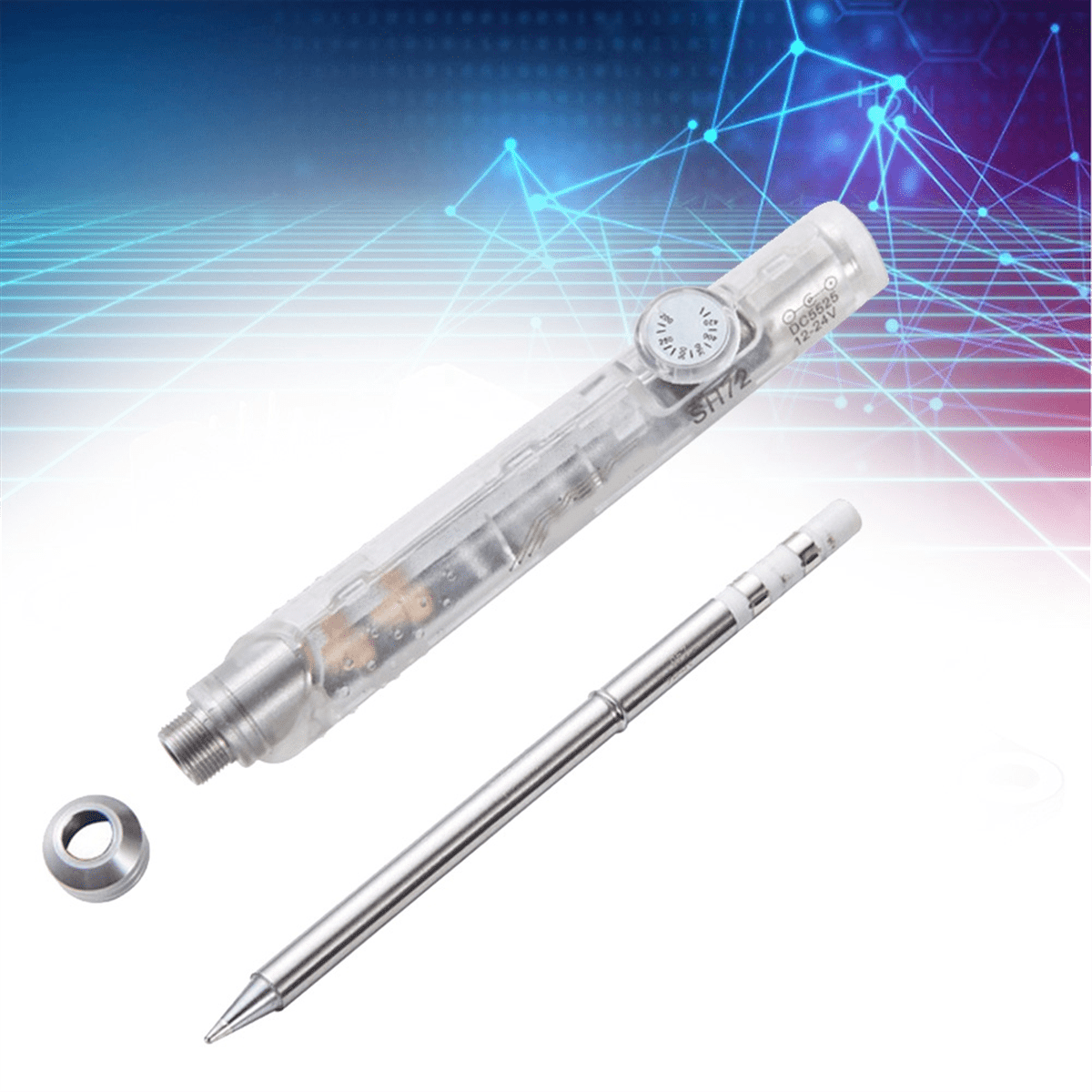 SH72 Soldering Iron 65W 12-24V 220-400℃ Adjustable Temperature SH72 B2 Welding Tool Not T12 Transparent White,1x Soldering Iron,Transparent White