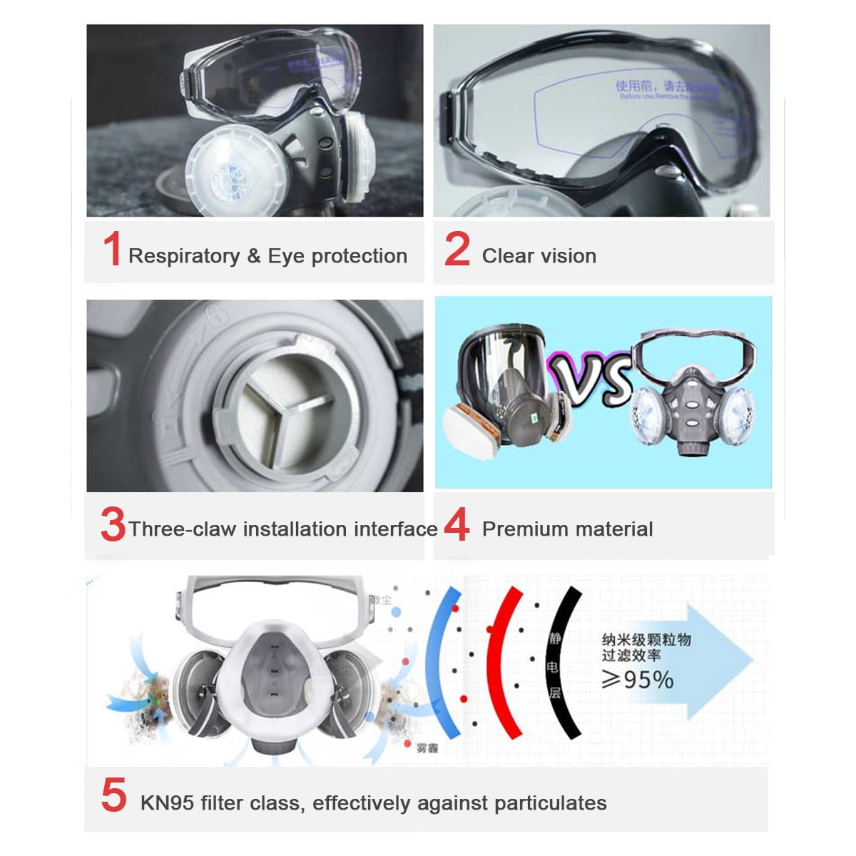 Double Filter Respiratory Mask KN95 First Class Dust Mask Eye