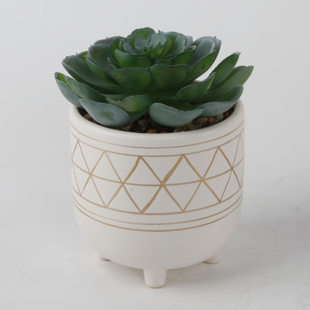 Flora Bunda Tabletop 4.75" Artificial Cactus in Gols Geo Ceramic Pot