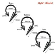 QQTDFG 3 Pcs/lot 16g Stainless Steel Septum Rings Spike Cone Ear Lip Piercing Jewelry-Style3 (Black)