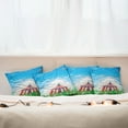 thumbnail image 3 of Ambesonne Retro Throw Pillow Cover 4 Pack, Circus Tent with Clouds, 20", Red Green Blue, 3 of 6