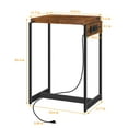 thumbnail image 2 of Oumilen Adult Modern Nightstands Narrow Side Table End Table with USB Ports and Outlets, Rustic Brown, Set of 2, 2 of 7