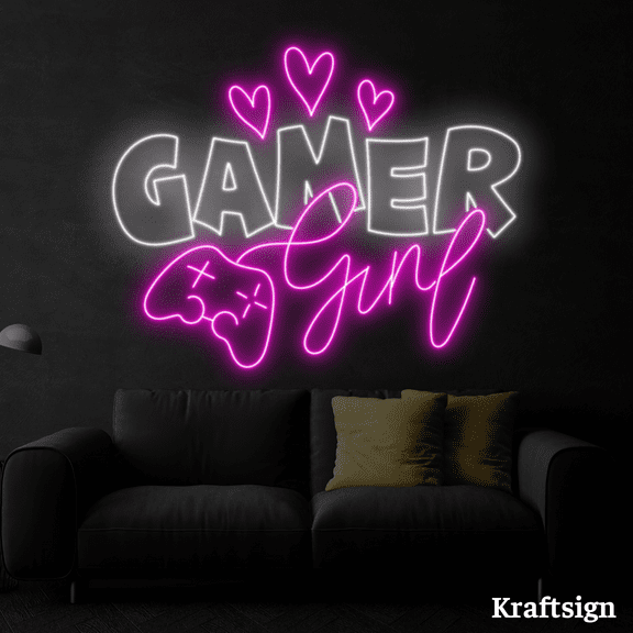Craftnamesign Gamer Girl Neon sign, Girl Room Decor, Game Room LED Signs