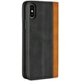thumbnail image 6 of for iPhone X Wallet Case,Premium PU Leather Flip Folio Case with Card Slot, Stand Holder and Magnetic Closure [TPU Shockproof Interior Protective Case] for iPhone X,Black+Khaki, 6 of 13