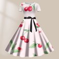 thumbnail image 2 of TSADFHJI Jupe en Satin Maxi pour Femmes, Imprimé Floral à Col Rond, Manches Courtes, Rétro et Décontractée, TG, 2 of 3