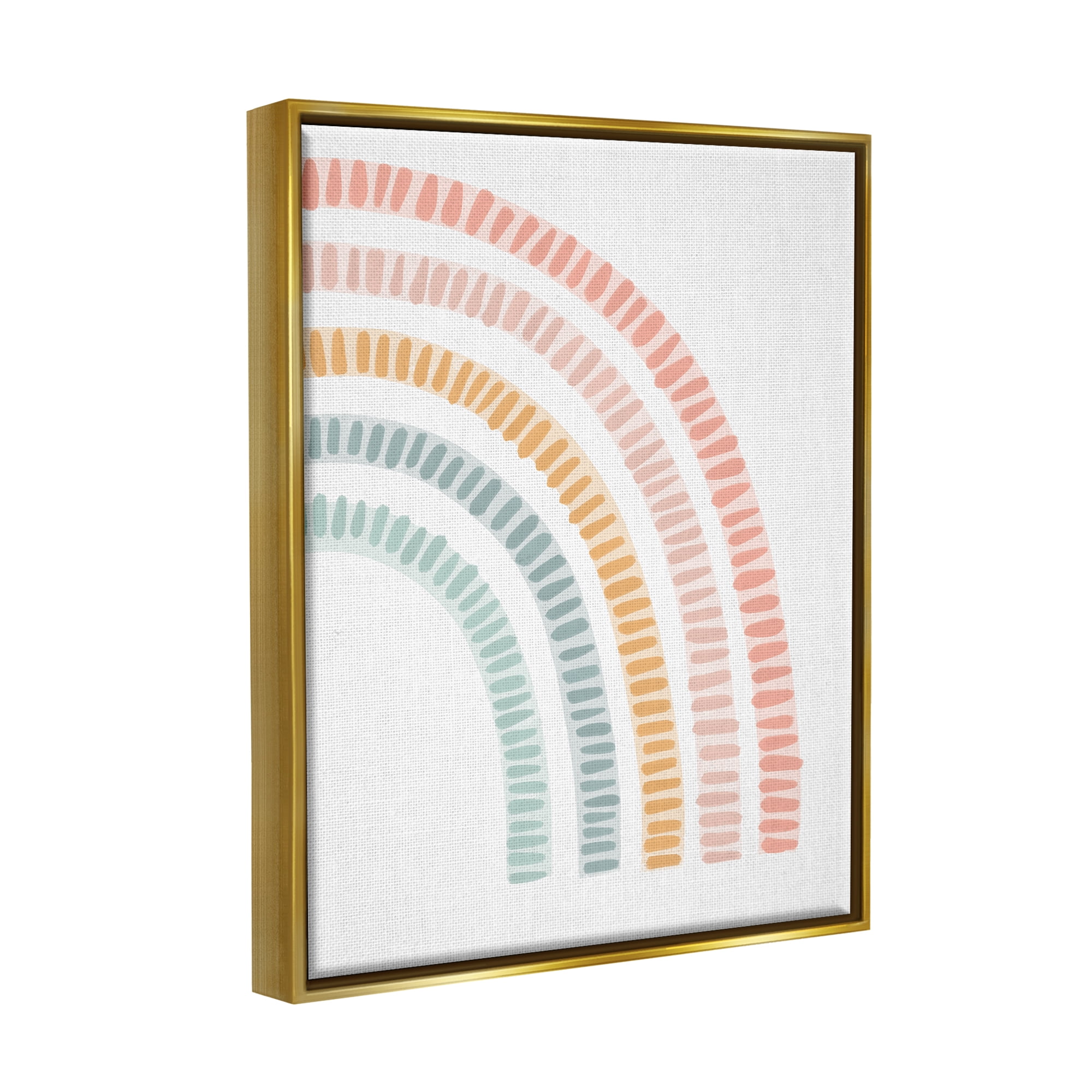 Stupell Industries Minimal Patterned Rainbow Landscape Painting Gold Floater Framed Canvas Art Print Wall Art, 25 x 31
