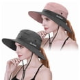 thumbnail image 3 of 2pcs Sun Hat UPF Protection Elastic Buckle Adjustment Portable Polyester Quick Drying Breathable Comfortable Outdoor Hat Two Color Pink and Pure Color Gray, 3 of 7