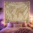 thumbnail image 2 of Antique World Map in Pale Cream Parchment, Nostalgic Vintage for History Lovers, Botanical Frame Art Decor, Housewarming Gift, Tapestry Wall Hanging for Home Library and Study Room, 2 of 7