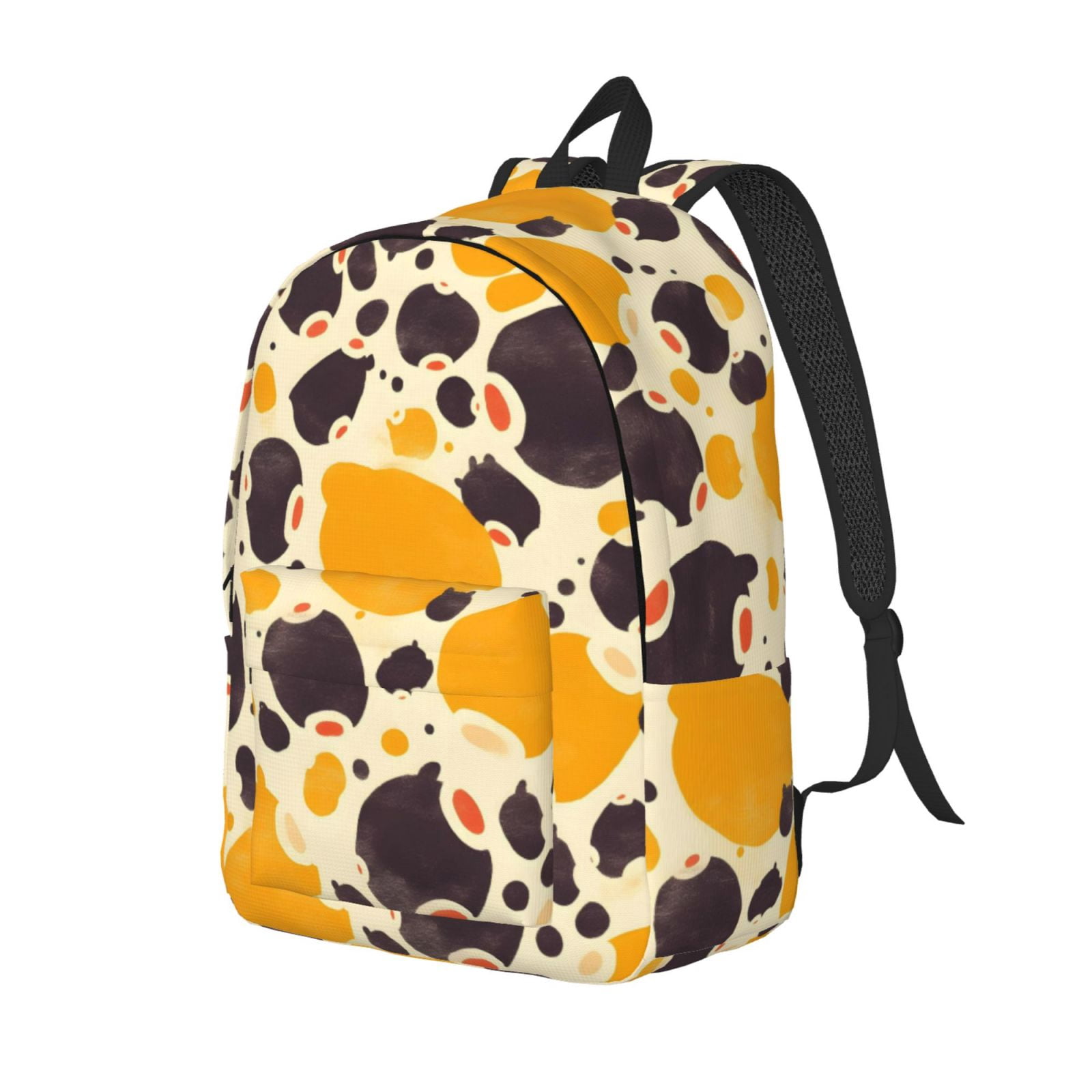 Casual Canvas Backpack Without Interlayer Large Capacity Stick Bag Design For Outdoor Shopping Office Outdoor Sports Milk Cow Print Style Sienna_3 Small