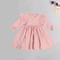 thumbnail image 5 of FAIWAD Toddler Baby Girl Cotton Linen Dress Ruffle Long Sleeve Solid Color Casual Spring Dresses, 5 of 6