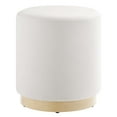 thumbnail image 2 of Tilden 16" Round Performance Velvet Upholstered Ottoman in Alabaster Natural, 2 of 8