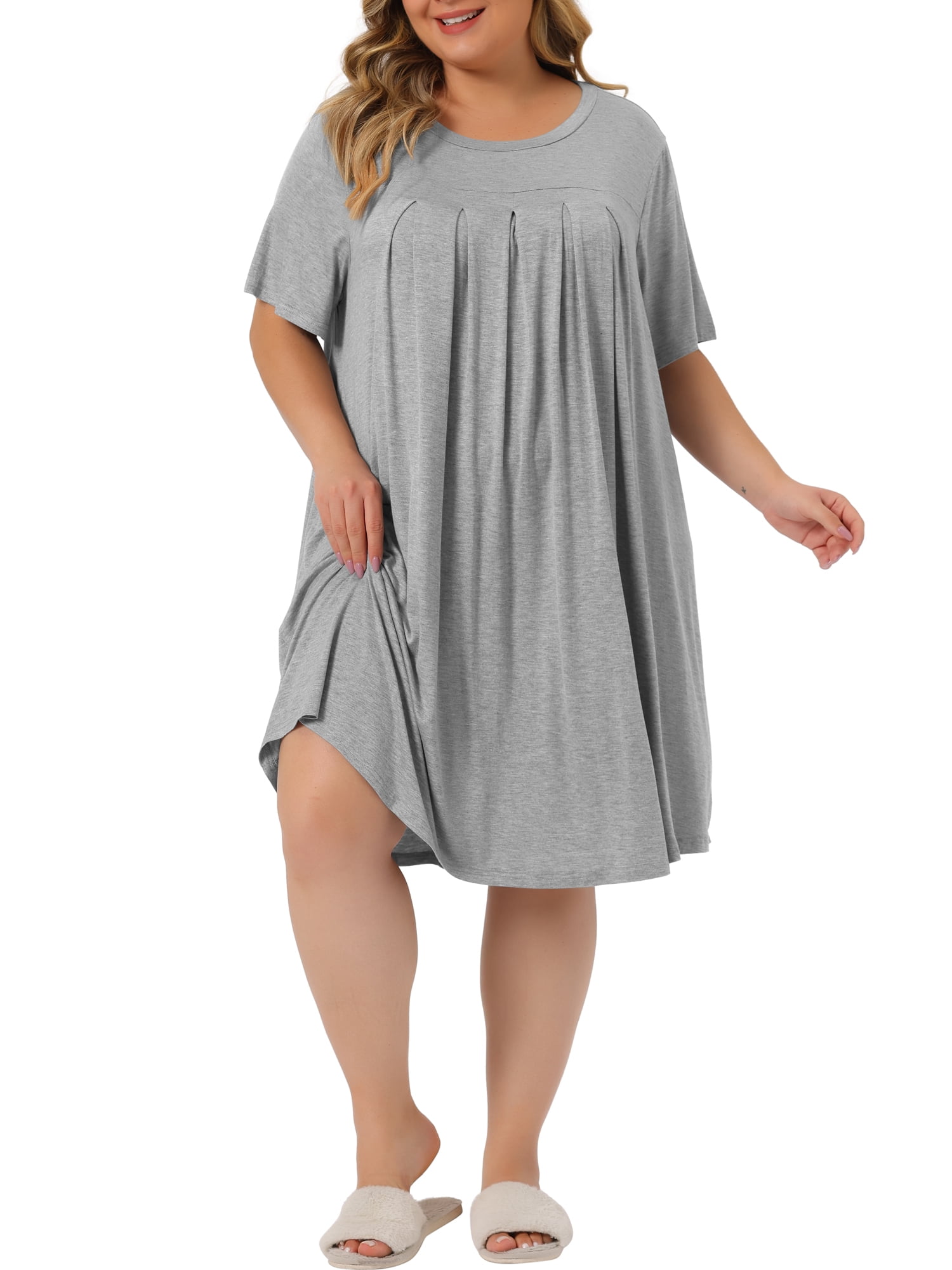 Unique Bargains Women's Plus Size Nightgown Sleepwear Sleep Dress Nightwear Loungewear