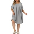 thumbnail image 2 of Agnes Orinda Women's Plus Size Night Shirts Short Sleeve Round Neck Pajamas Nightgowns 4X Gray, 2 of 6