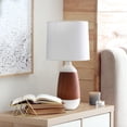 thumbnail image 4 of Simple Designs LT1117-OFF Lampe de Table Oblongue en Céramique , Bois Foncé & Blanc, 4 of 6