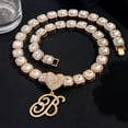 thumbnail image 3 of Collier Chaîne Tennis Carrée Lettre Cursive Initiale pour Femmes Hip Hop Cristal Glacé Collier Cubain Bijou, 3 of 6