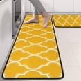 thumbnail image 2 of Kitchen Rugs Sets Of 2,Yellow Geometric Quatrefoil Pattern Anti Fatigue Kitchen Mat Rugs Non Slip Washable,Decorative Kitchen Floor Mats for Kitchen,Sink,Laundry,17"x47"+17"x47", 2 of 5