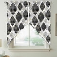 thumbnail image 2 of Black Geometric Moroccan Swag Valances for Windows, Kitchen Curtains 36 Inch Length 2 Panels Set, Abstract Art Grey Ombre Modern Short Curtains for Small Windows Rod Pocket Cafe Curtains 28"x36", 2 of 8