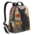 thumbnail image 2 of Lsque Black Cat in Wildflowers Pattern Backpack – School Travel Canvas Daypack with Ergonomic Padded Straps, Multiple Compartments & Leather Handle, 2 of 5