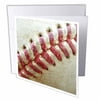 3dRose Closeup Red Seams On Baseball, Greeting Cards, 6 x 6 inches, set of 6