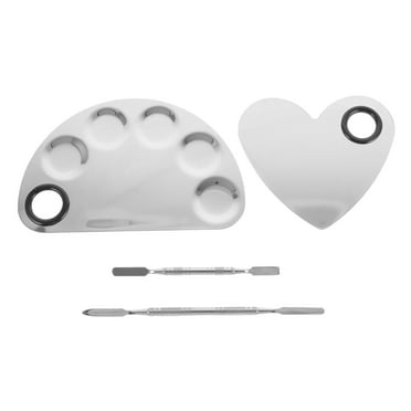 Qiushaoyue 2pcs Stainless Steel Nail-art Cosmetic Artist Mixing Palettes with 2pcs Spatulas