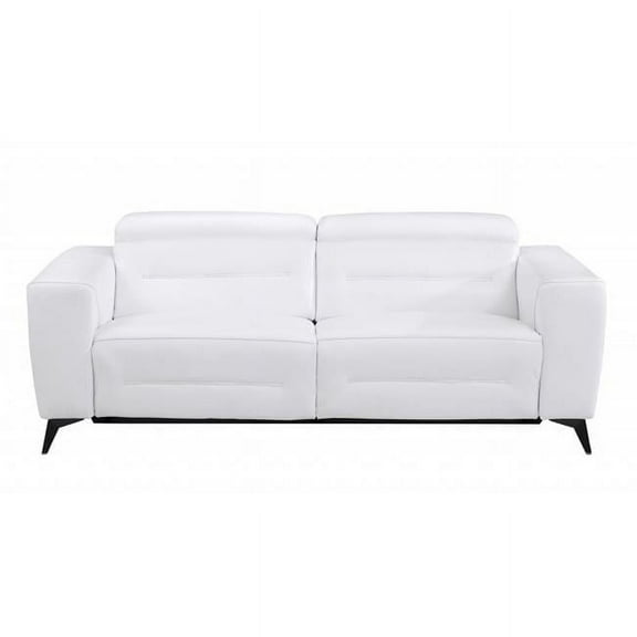 83 in. Italian Leather Reclining Sofa, White