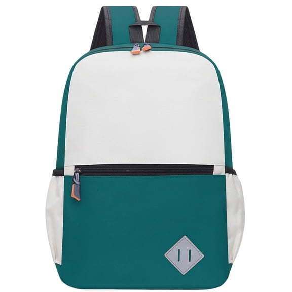 FUZHIQ School Backpack for 2nd 3rd 4th 5th Grade, Color Block Sport Style Bookbag with Front Zipper Pocket & Side Bottle Pockets, Durable Lightweight Elementary Backpack, Dark Green