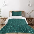 thumbnail image 3 of Ambesonne Turquoise Quilted Bedspread Set 2 Pcs, Baroque Inspired Foliage, Twin Size, Teal, 3 of 6
