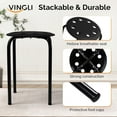 thumbnail image 4 of VINGLI 17.7in Plastic Stackable Stools Portable Stacking Chairs Nesting Stool Decoration Round Stools Pack of 6 for Home Outdoor Indoor Office, Black, 4 of 12